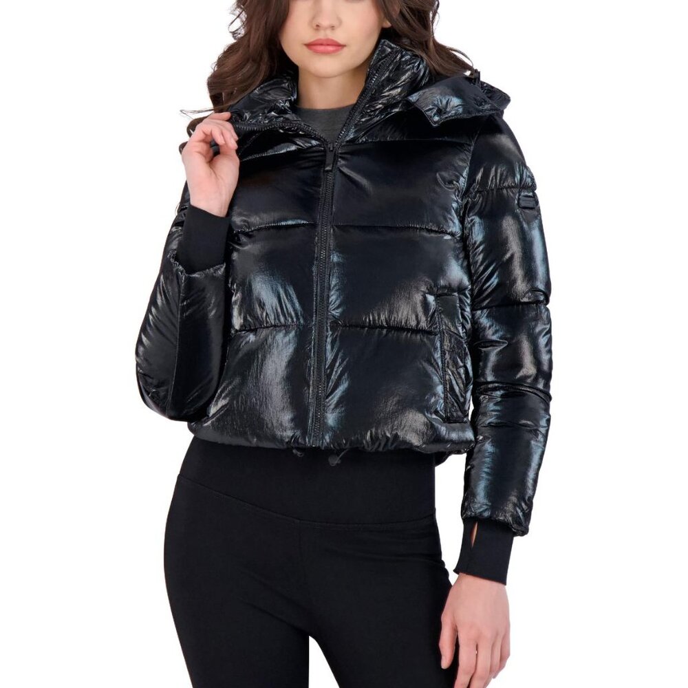 Women’s Metallic Quilted Cropped Puffer Coat